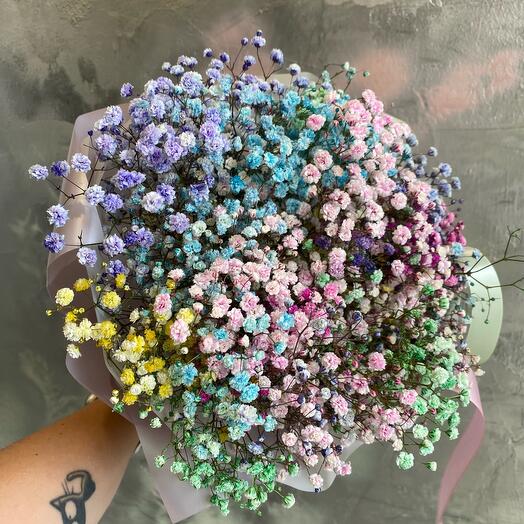 Bouquet of rainbow gypsophila
