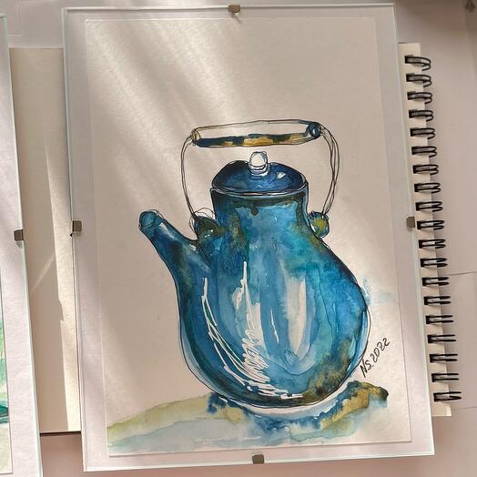 Акварельная картина «Чайник»