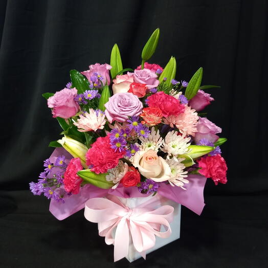 Mixed flowers in box