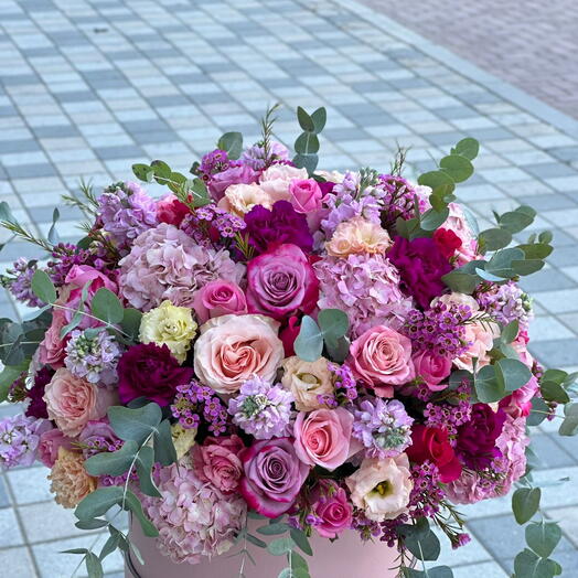 Enchanted Garden: Special Ornate Pink and Purple Flower Mix in a Box