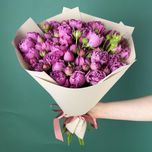 Ramo de flores de 9 rosas de arbusto en forma de peonía de Misty Bubbles