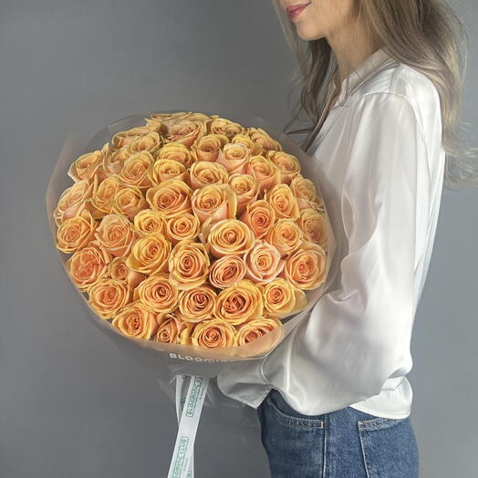 51 Peach Roses Bouquet