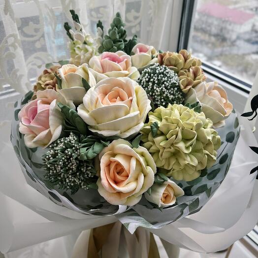 Букет зефирных цветов/Зефирные цветы /Зефирный букет