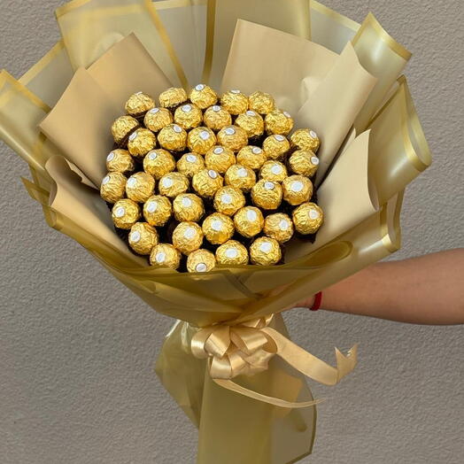 A Bouquet of Sweetness Standard;Bouquet of Ferrero Rocher Chocolate- 50 pcs