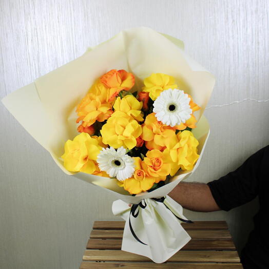 Yellow Orange Rose Bouquet