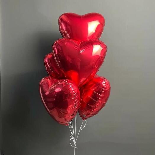 Красные сердца 5 шт