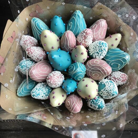 Ramo de fresas en chocolate "Blue Lagoon"