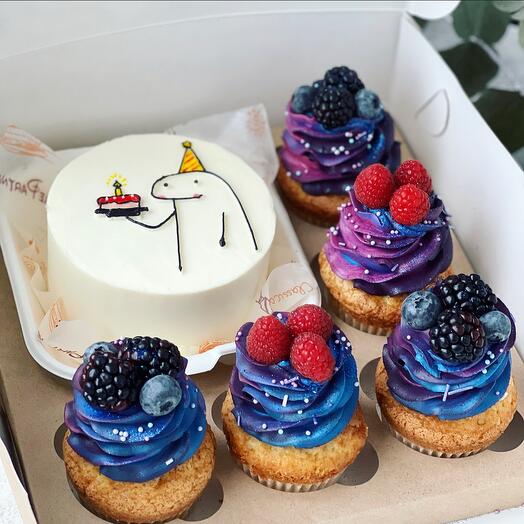 Set de Bento y 5 cupcakes de cumpleaños