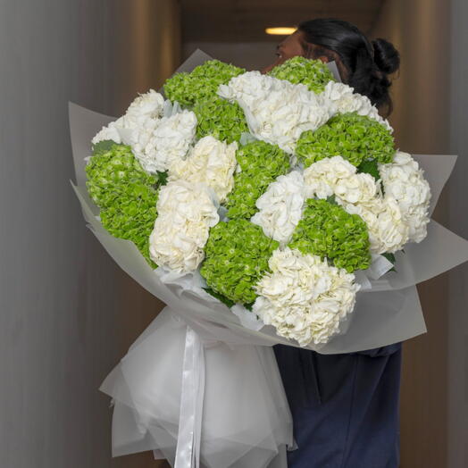 21 White And Green Hydrangea Bouquet