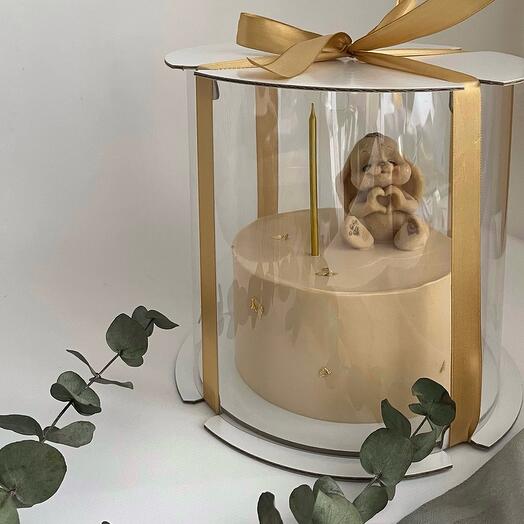 Торт 1 кг с шоколадным зайкой, торт на день рождения, торт малышу, малышке, ребенку, торт с зайчиком, с зайкой