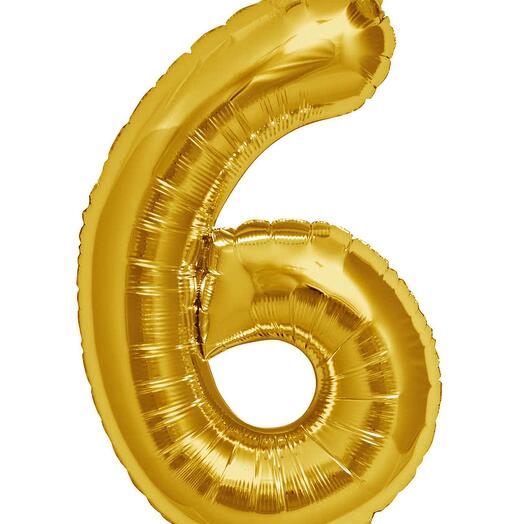 GOLD GIANT FOIL NUMBER BALLOON - 6
