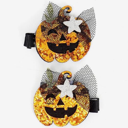 Заколки «Тыква» набор 2 штуки, на Хэллоуин