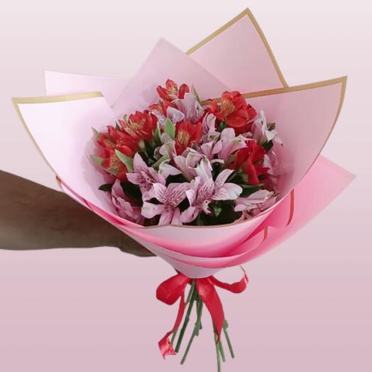 Red   Pink Alstroemeria Bouquet