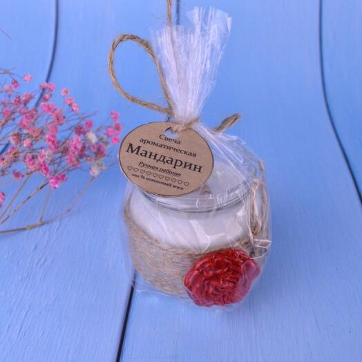 Aroma de cera de coco natural. Fragancia Mandarina 80 ml
