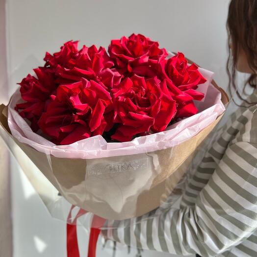 Букет малиновых французских роз 🌹