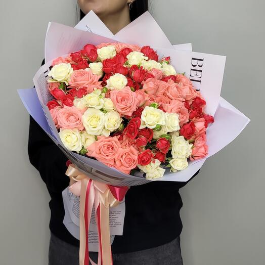 Конфетти L (микс кустовых роз 29шт)