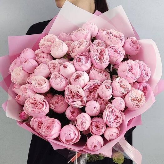 Bouquet of 51 pink peony shaped rose