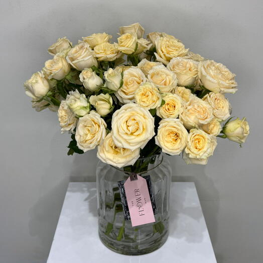 Glass Vase With Spray Roses