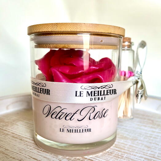 Velvet rose - scented jar candle with match sticks