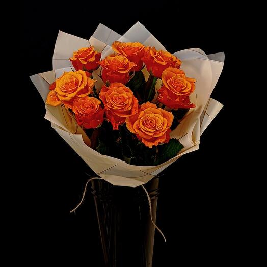 Bouquet of 9 red-orange roses