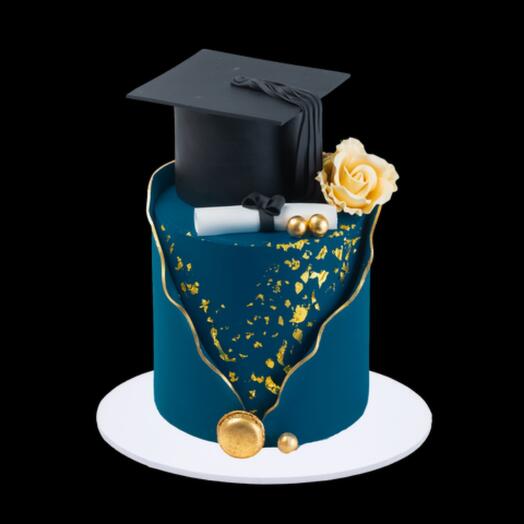 Blue   Gold Graduation Cake
