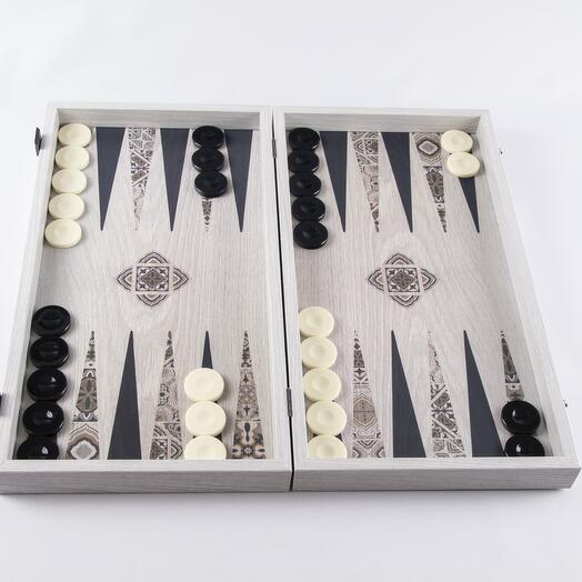 Handmade wooden backgammon Moroccan mosaic art, L