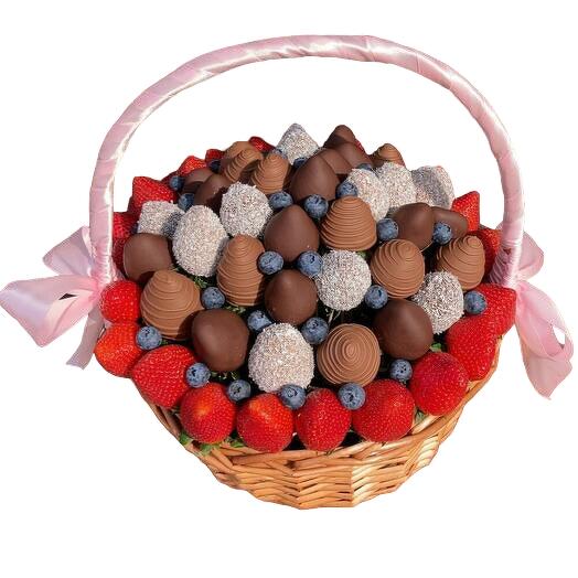 Mily chocolate strawberries in a basket