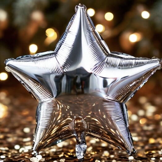 Шар гелий звезда серебро. Foil helium ballon star silver