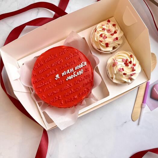 Набор бенто и капкейки «я так тебя люблю» для парня/любимого/мужа/жены/любимой/девушки