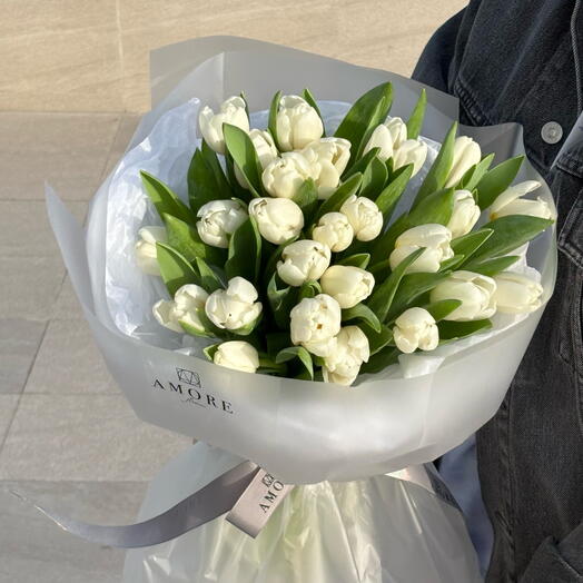 25 White Classic Tulip