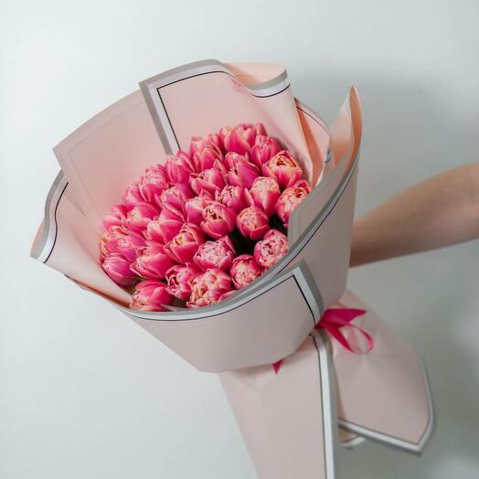 Bouquet of 35 pink peony tulips