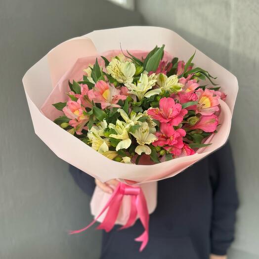Букет альстромерий (7 веток) 💐 яркий дофаминовый