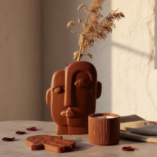 Подарочный набор "Эстетика в декоре", ваза, подставка хамса, аромасвеча