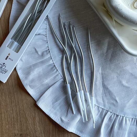 Свечи для торта. Серебро. 6 шт в наборе