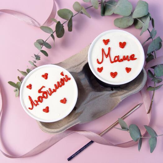 Juego de 2 pasteles en un vaso de pastel para ir Favorito de mamá (fresas, Snickers)
