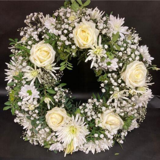 White funeral  wreath