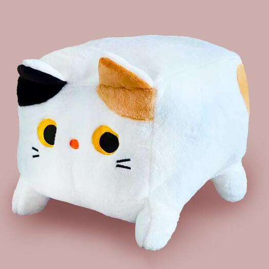 Мягкая игрушка белый квадратный кот Кубик