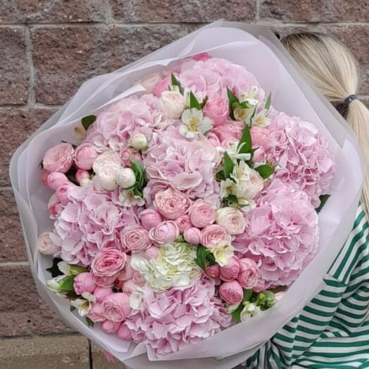 🤩Шикарный большой букет гортензии | кустовые пионовидные розы|альстромерии|Цветы в Уфе