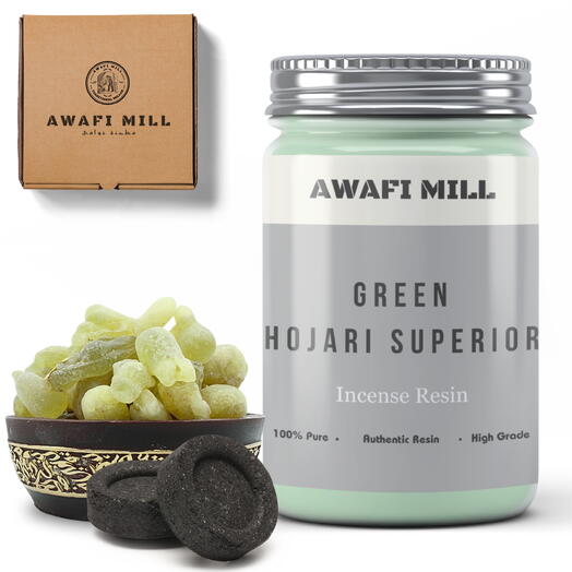 AWAFI MILL Green Royal Hojari | Charcoal Tablet - Bottle of 100 Gram with 20 Charcoal Piece