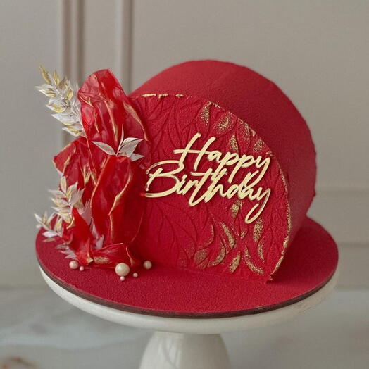 Red half moon cake design- for birthday or valentines day design