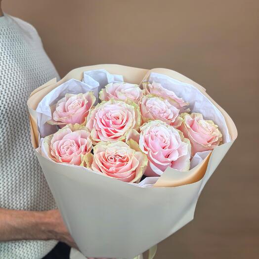 Розовые розы Пинк Мондиаль Pink Mondial 9 шт