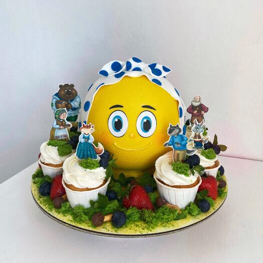 Торт колобок 1,5 кг с 6 капкейками