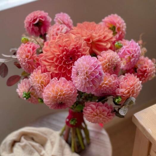 Bouquet of dahlias and chrysanthemums