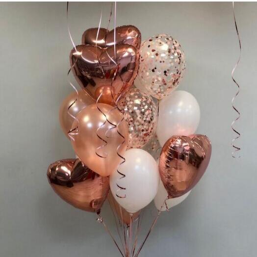 Воздушные шары с гелием "Розовое золото" 15 шт