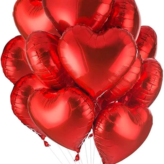 15 Red Heart Balloons