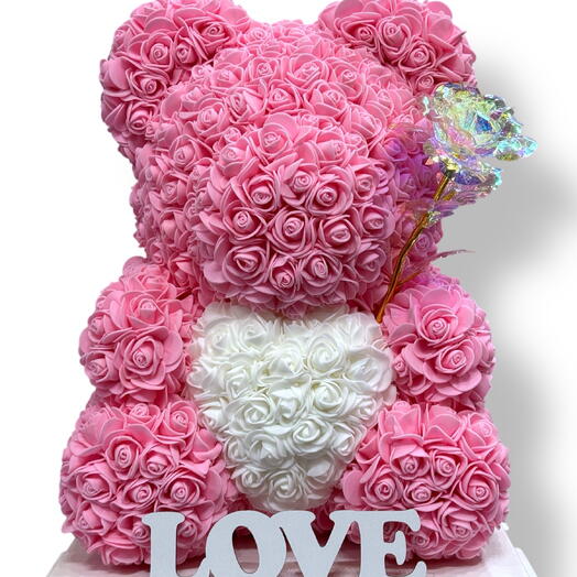 Ourson en rose 40 cm