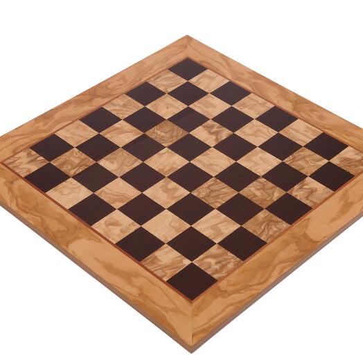 Chessboard olive wood and wenge inlaid handcrafted 40x40cm