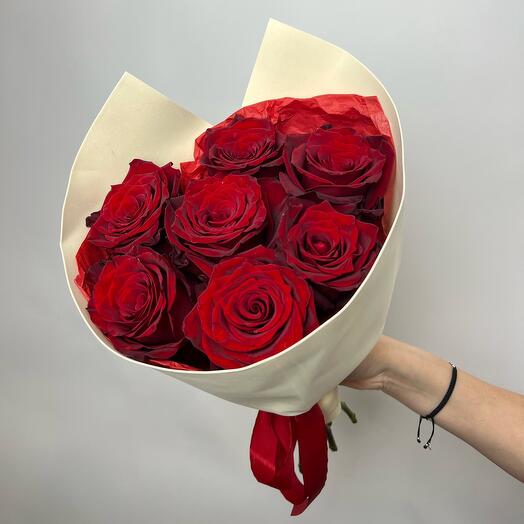 Букет из 7 красных роз  50 см