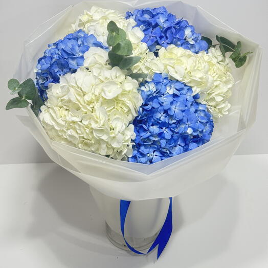 Blue and White Hydrangea Bouquet