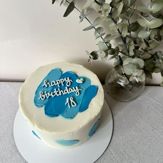 Off white cake Blue shades cake design